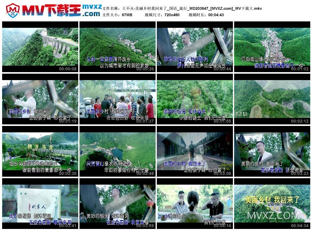 王不火-美丽乡村我回来了_国语_流行_MD203847